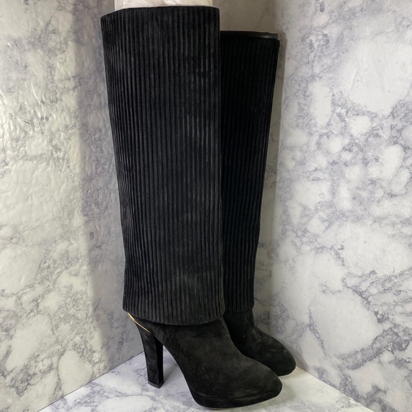 Louis Vuitton Suede Knee High Ridge Accent Heeled Boots 38.5 - Picture 5 of 11